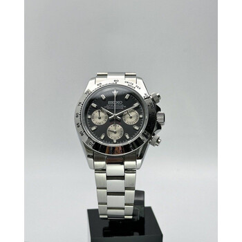 Custom Seiko Mod • Matte Black Steel Quartz Chronograph Daytona • 39.5mm